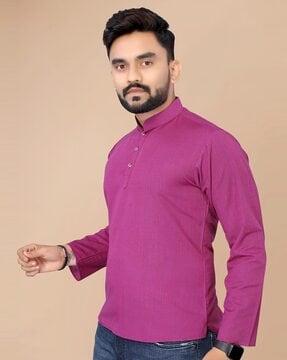 striped mandarin-collar kurta