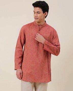 striped mandarin-collar short kurta