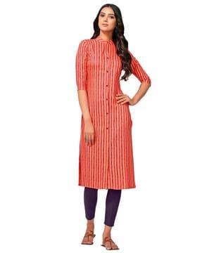 striped mandarin collar straight kurta