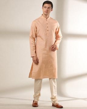 striped mandarin collar straight kurta