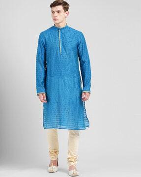 striped mandarin neck long kurta