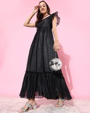 striped maxi dress with butterfly sleeves