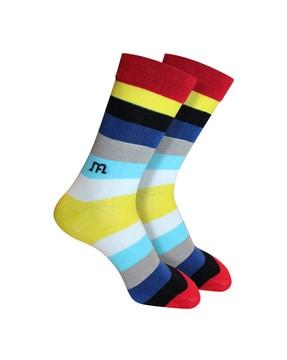 striped mid-calf length socks