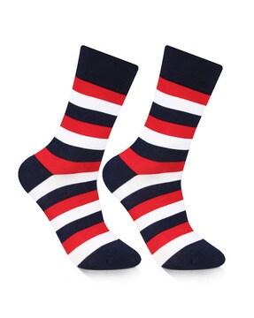 striped mid-calf length socks