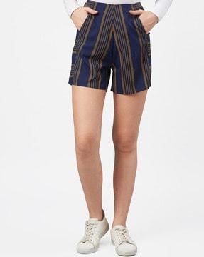 striped mid-rise city shorts