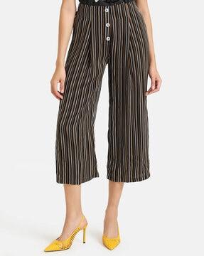 striped mid-rise culottes