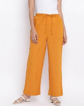 striped mid-rise flat-front trousers