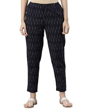 striped mid-rise pants