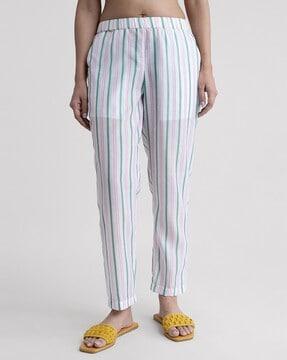 striped mid-rise pants