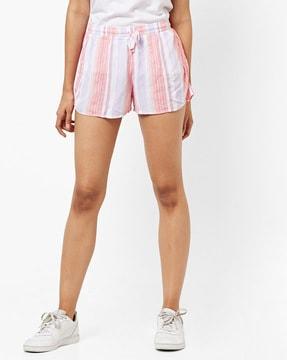 striped mid-rise shorts with drawcords
