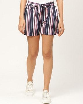 striped mid-rise shorts