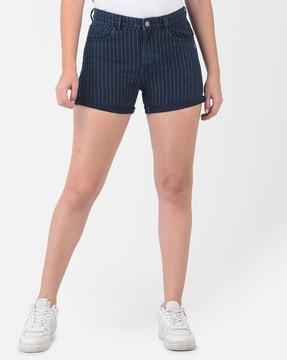striped mid-rise shorts