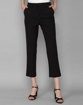 striped mid-rise trousers