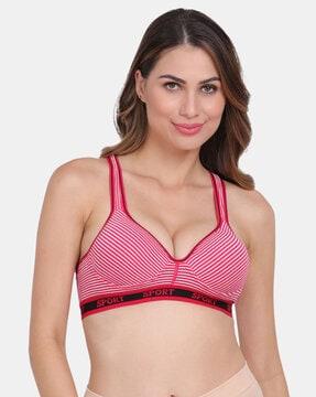 striped non-wired sports bra