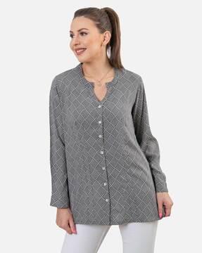 striped notched-neck tunic
