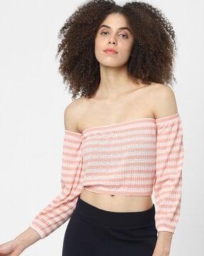 striped off-shoulder top