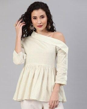 striped one-shoulder tunic