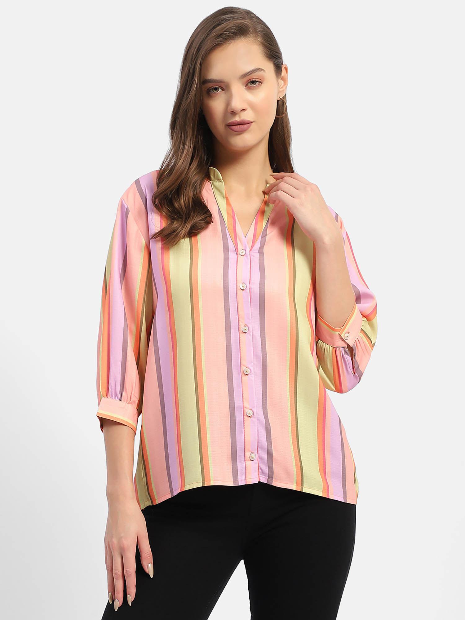 striped orange regular shirt