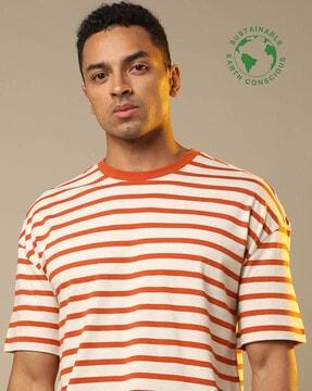 striped organic cotton crew-neck t-shirt