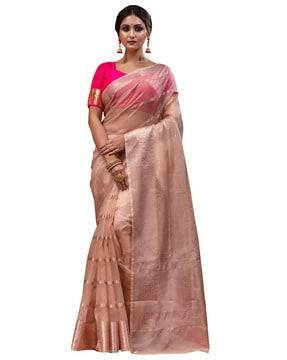 striped organza saree