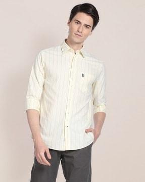 striped oxford shirt with patch pocket