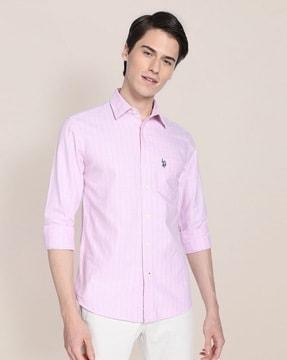 striped oxford shirt with patch pocket