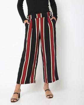 striped palazzo pants with insert pockets