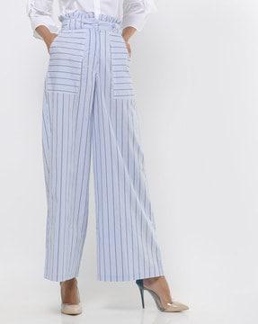 striped palazzo with paperbag waist