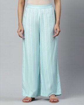 striped palazzo with semi-elasticated waist