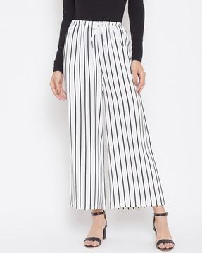 striped palazzos with elasticated drawstring waist