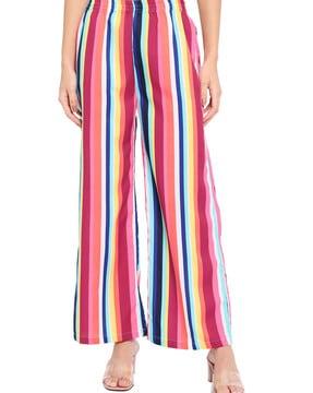 striped palazzos with elasticated waist