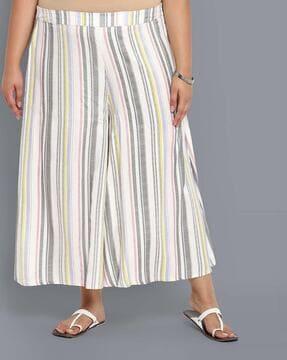 striped palazzos with elasticated waistband