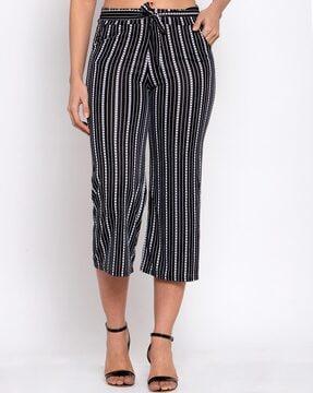 striped palazzos with elasticated waistband