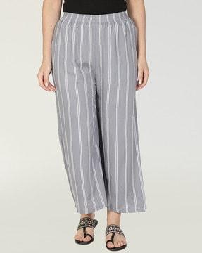 striped palazzos with elasticated waistband