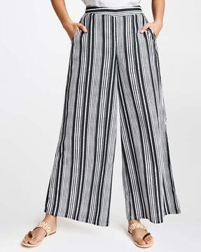 striped palazzos with insert pockets