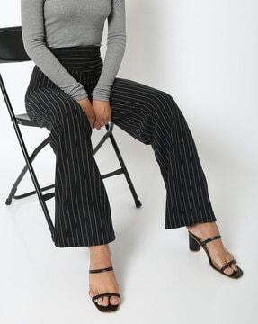 striped palazzos with semi-elasticated waist