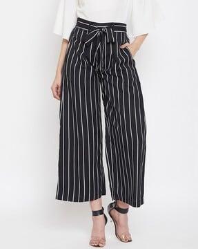 striped palazzos with tie-up