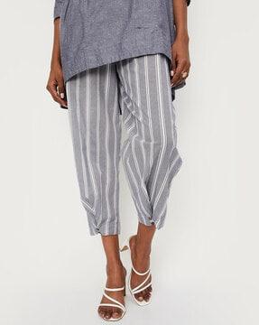 striped pants with drawstring waist