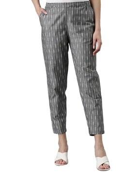 striped pants with elasticated waist & insert pockets