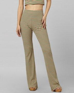 striped pants with elasticated waist