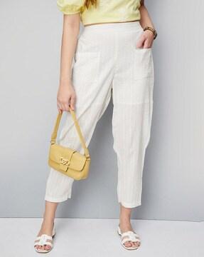 striped pants with elasticated waist