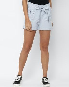 striped paperbag shorts with belt