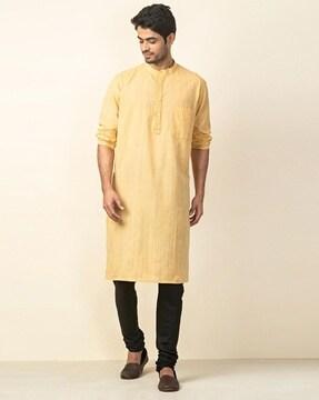 striped patch-pocket kurta