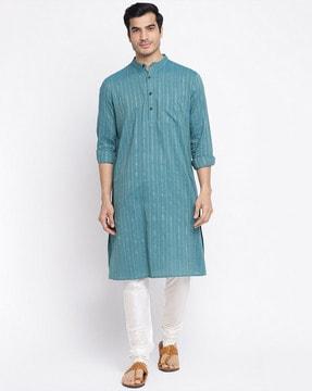 striped patch pocket long kurta