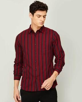 striped patch pocket shirt