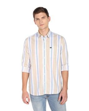 striped patch-pocket shirt