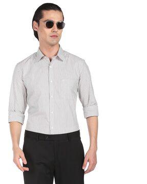 striped patch-pocket shirt