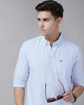striped patch-pocket shirt