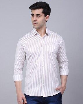 striped patch-pocket shirt