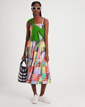 striped patchwork tiered dress